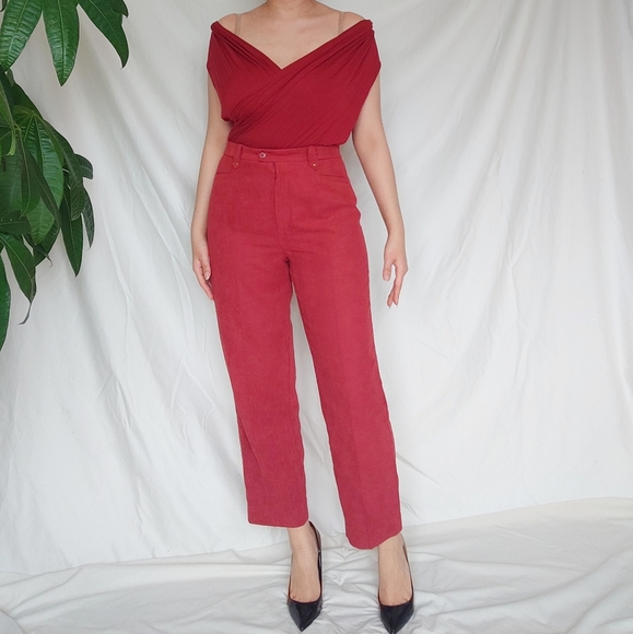 Laura Petites Dark Red Low Neckline Revealing Wrap Style Tank Top - Picture 2 of 7